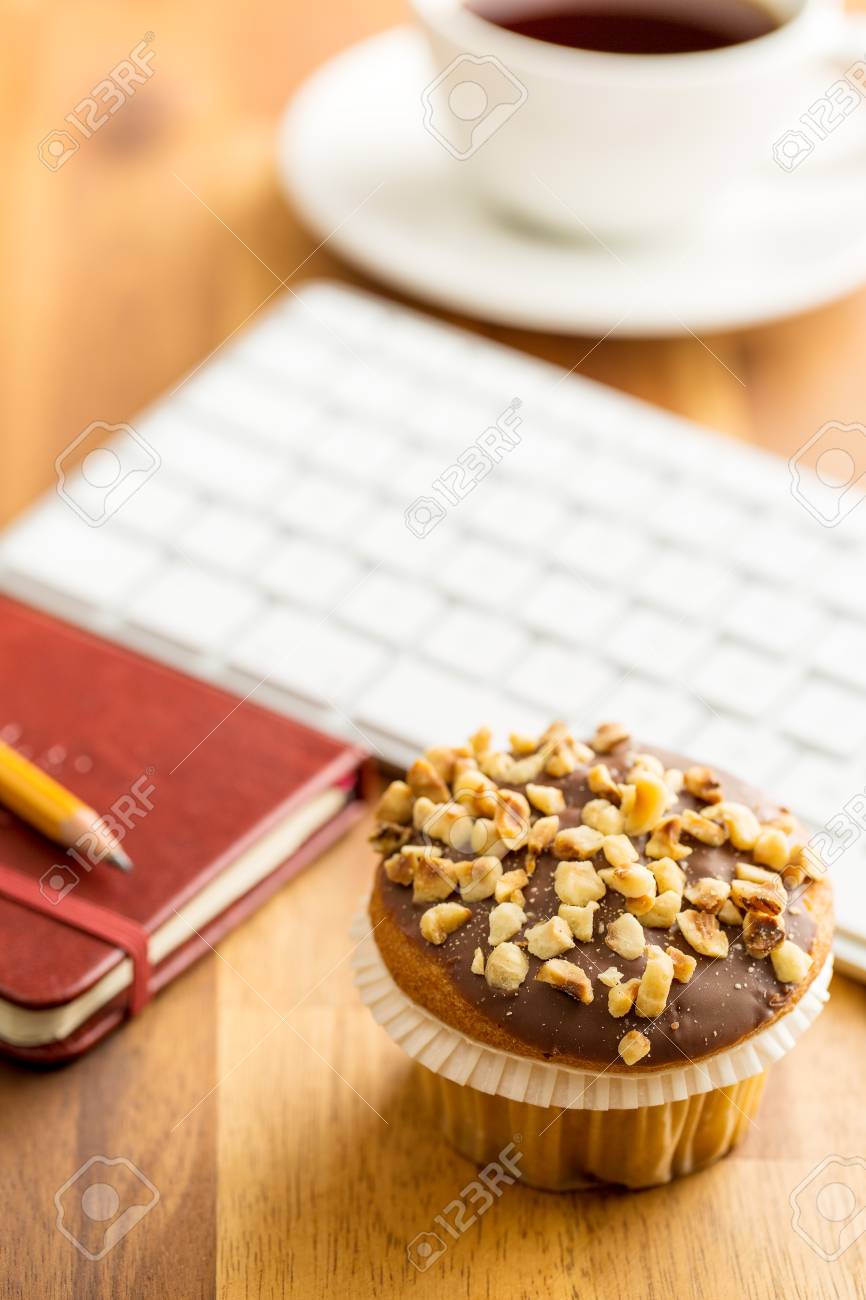 Break For Coffee And Muffin At The Office. Concept With Coffee - 866x1300 - jpeg Coffee And Muffin