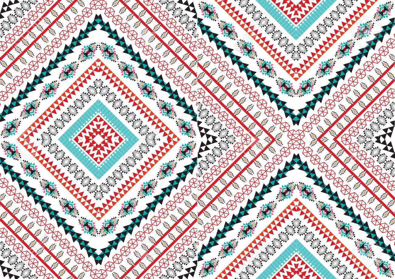 幾何学的なエスニック パターン背景や壁紙のシームレスなデザイン のイラスト素材 ベクタ Image