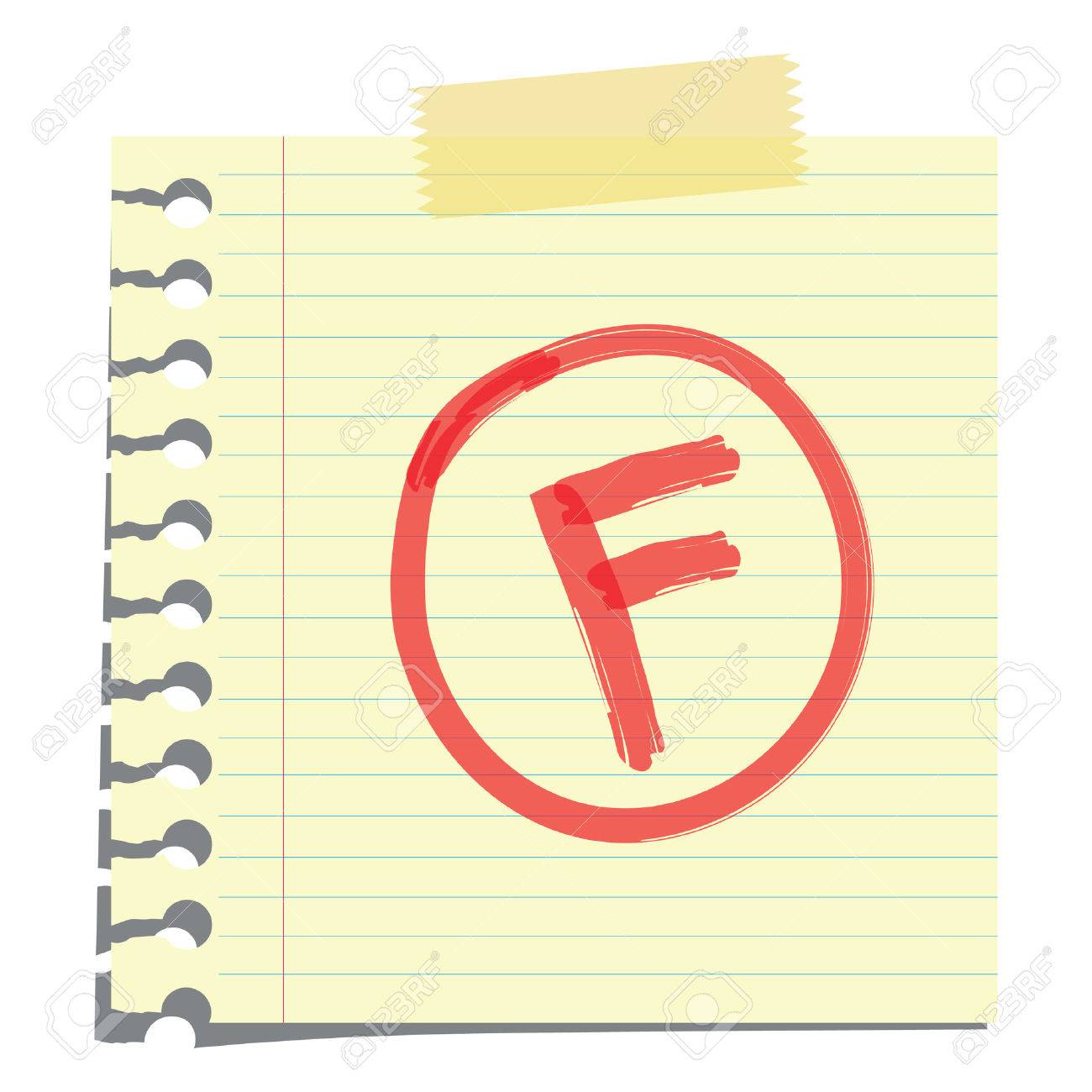 Sketching Of Grade F On Note Paper Isolated On White Expressing Negative Or Failed Sketching Of Grade F On Note Paper Isolated On White Expressing Negative Or Failed