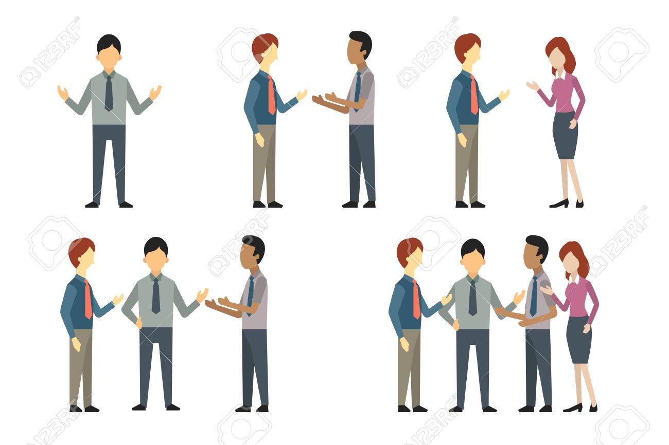 Full length of business man, woman, and people have conversation or talking, greeting, meeting. Vector illustration character set, flat design. - 65454550 Full length of business man, woman, and people have conversation or talking, greeting, meeting. Vector illustration character set, flat design. - 65454550