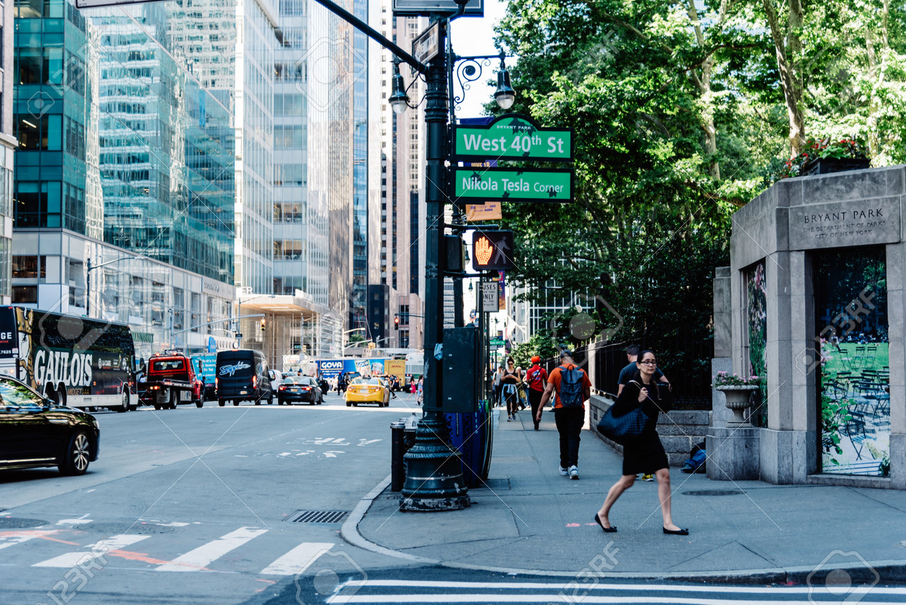 Street Scene In Corner In Bryant Park In New York City Stock Photo Picture And Royalty Free Image Image