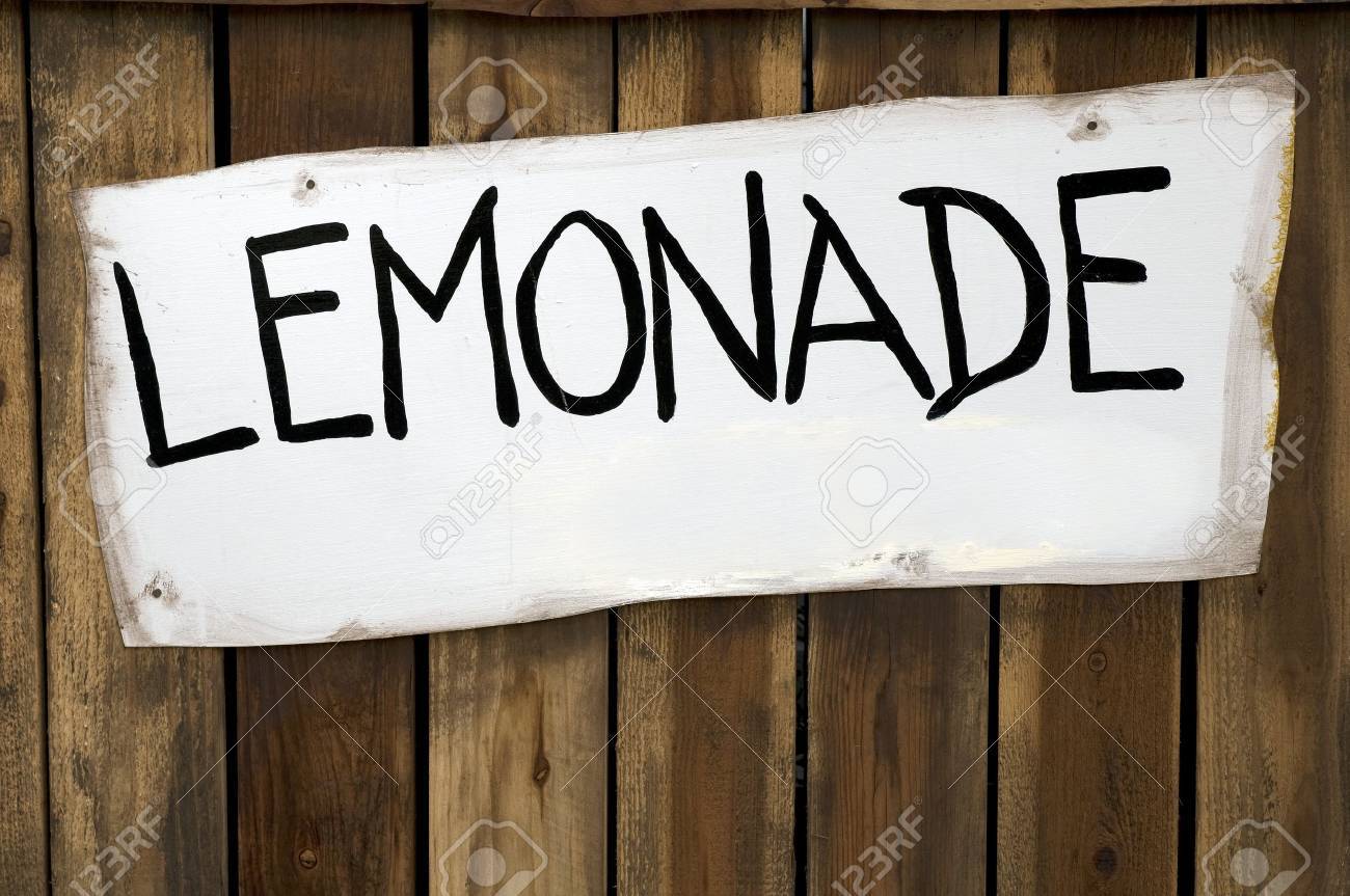 lemonade sign on a wooden stand stock photo picture and royalty