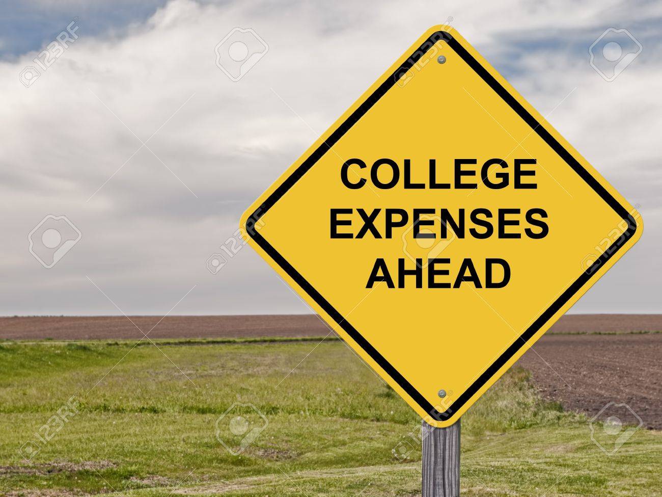 caution sign college expenses ahead stock photo picture and college expenses