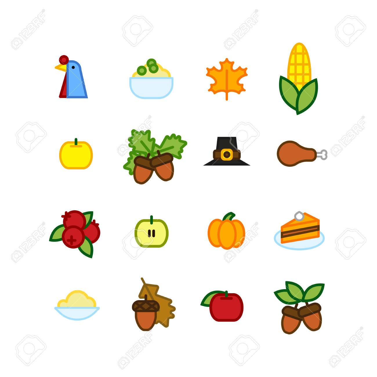 set of abstract thanksgiving day icon holiday symbols royalty free