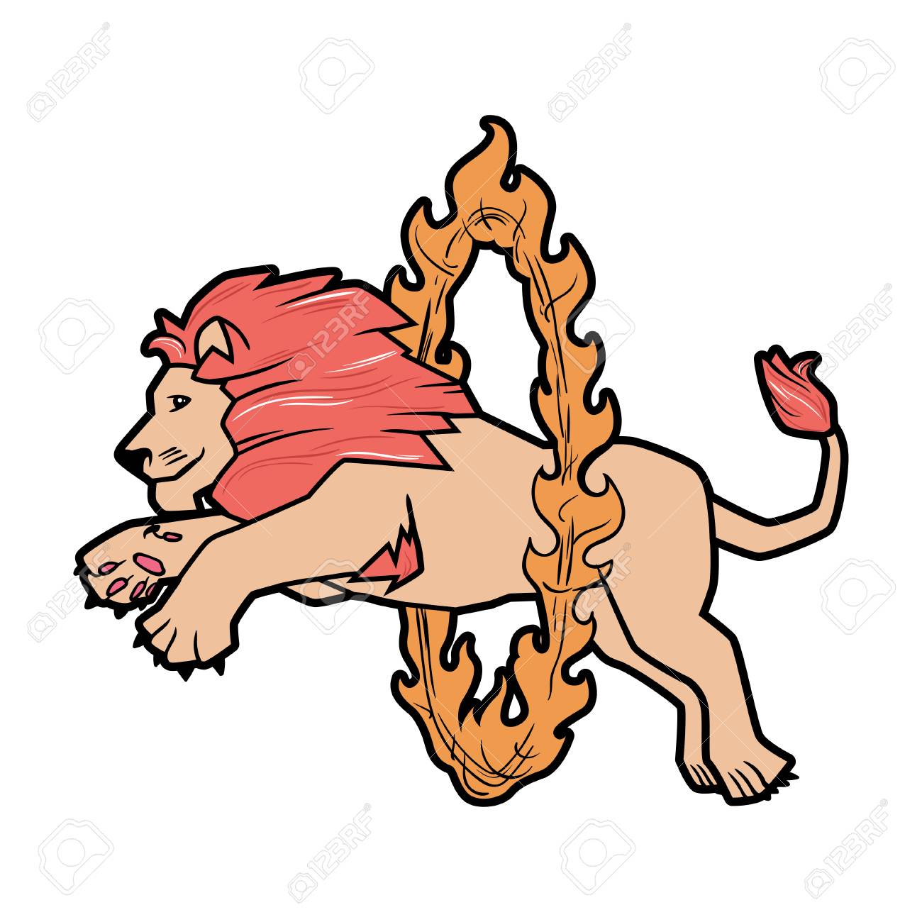 Zirkus Trainierte Die Leistung Der Wilden Tiere Die Auf Weiss Getrennt Wurde Lowe Springt Uber Den Ring Im Feuer Lizenzfrei Nutzbare Vektorgrafiken Clip Arts Illustrationen Image 81558108