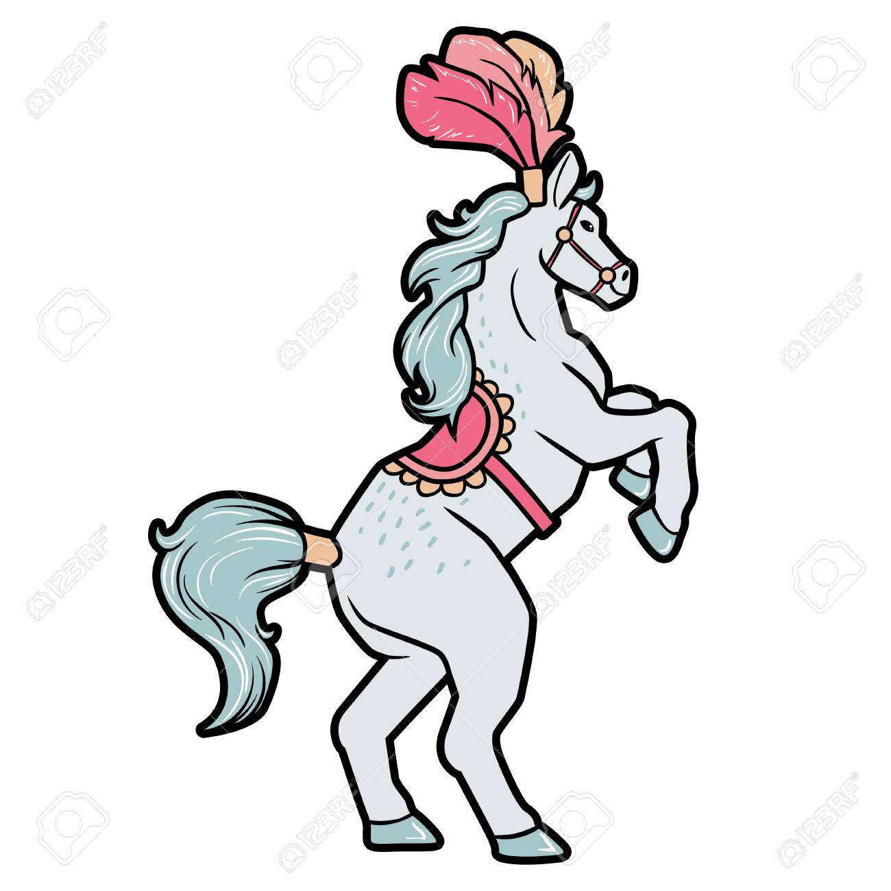 Zirkus Trainierte Die Leistung Der Wilden Tiere Die Auf Weiss Getrennt Wurde Pferd Steht Auf Hinterbeinen Lizenzfrei Nutzbare Vektorgrafiken Clip Arts Illustrationen Image 81456308