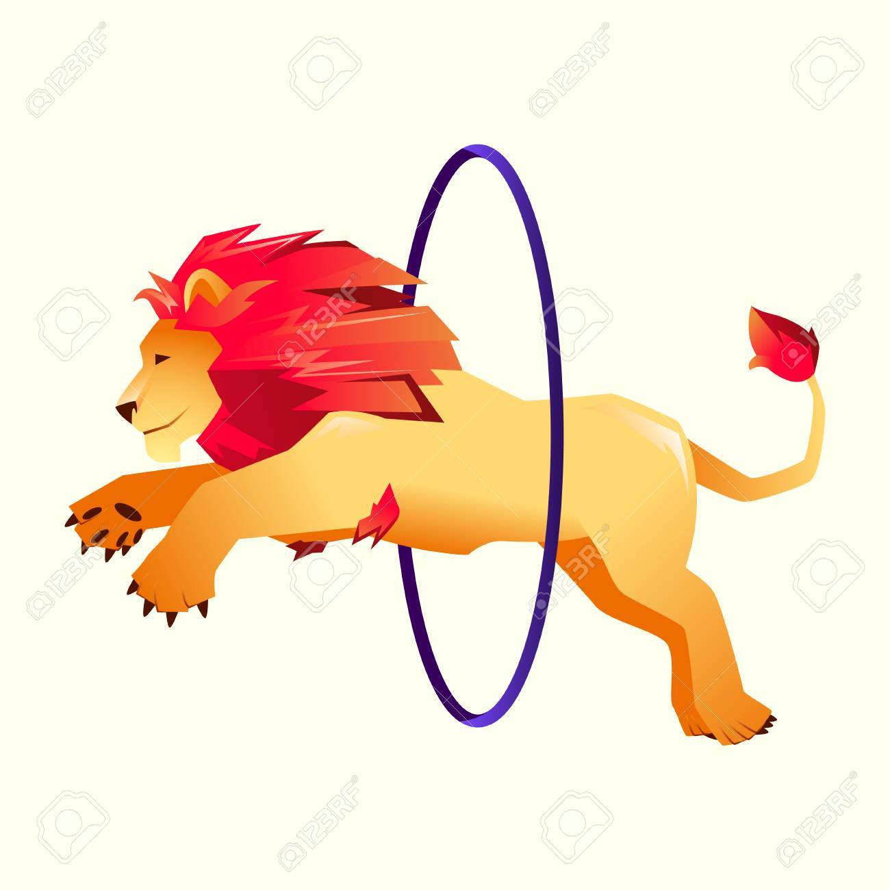 Circus Trainierte Wilde Tiere Gradient Lowe Springt Uber Den Ring Im Feuer Lizenzfrei Nutzbare Vektorgrafiken Clip Arts Illustrationen Image 81558123
