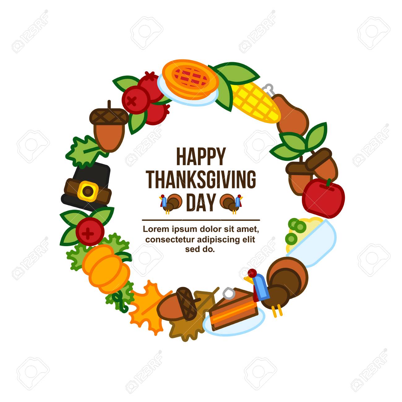 Frame With Abstract Thanksgiving Day Icon Holiday Symbols Royalty