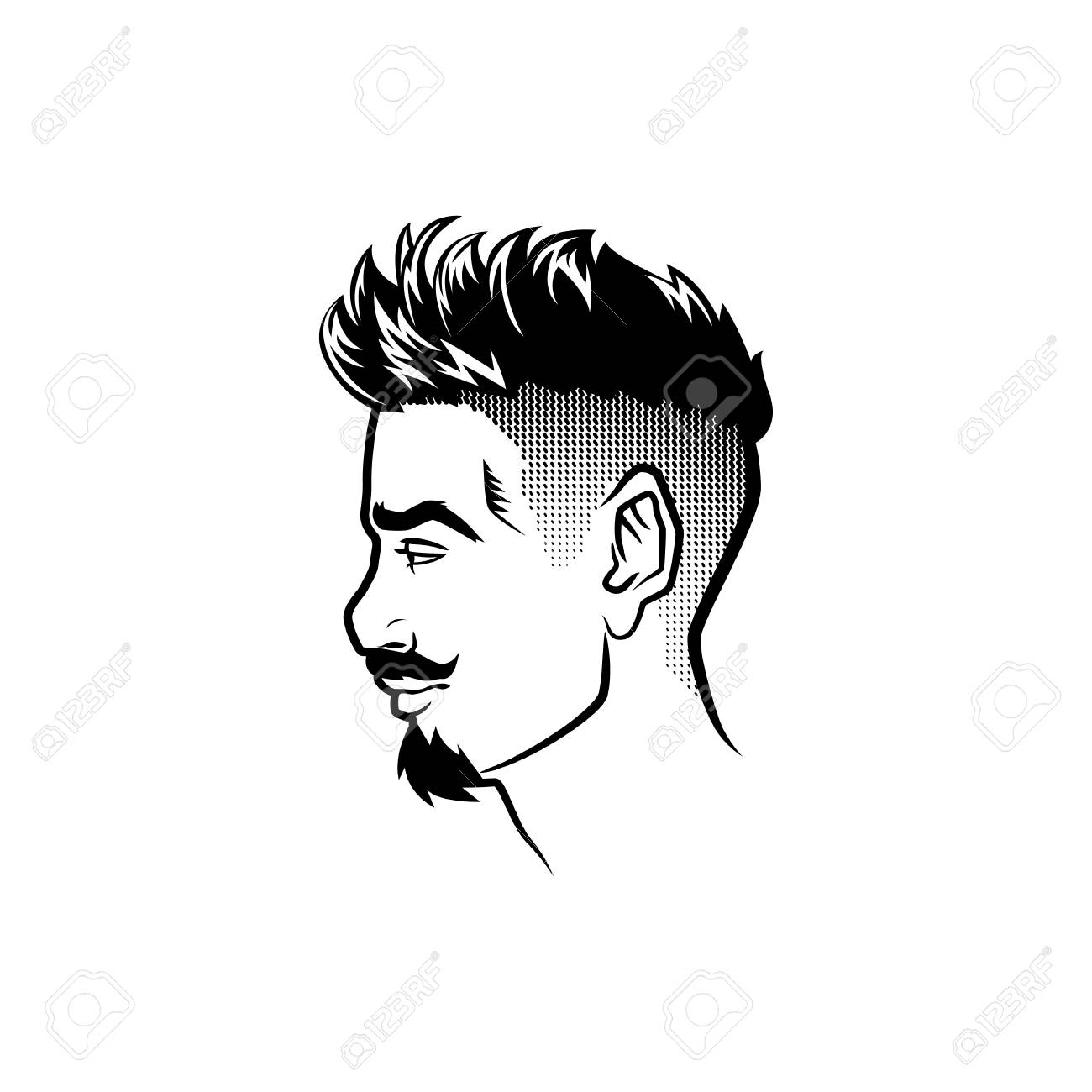 Vector Bearded Men Face Profile Hipster Head With Haircuts Mustaches