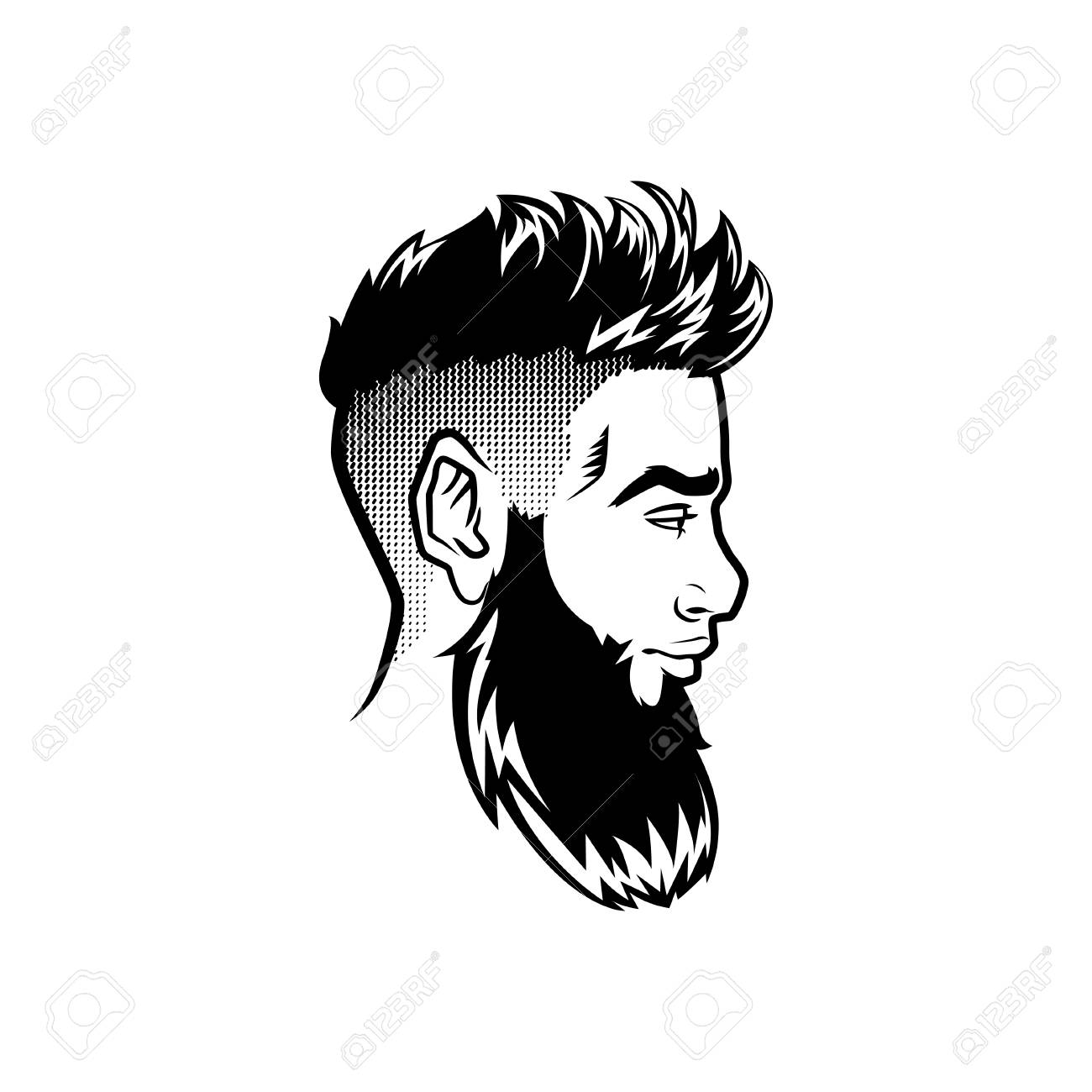 Vector Bearded Men Face Profile Hipster Head With Haircuts Mustaches