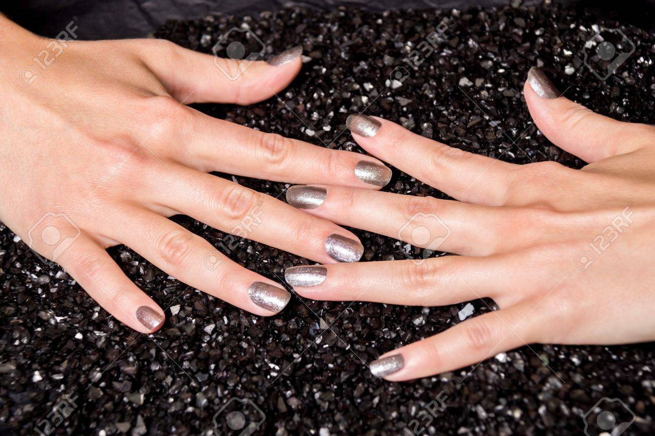Black Painted Fingernails