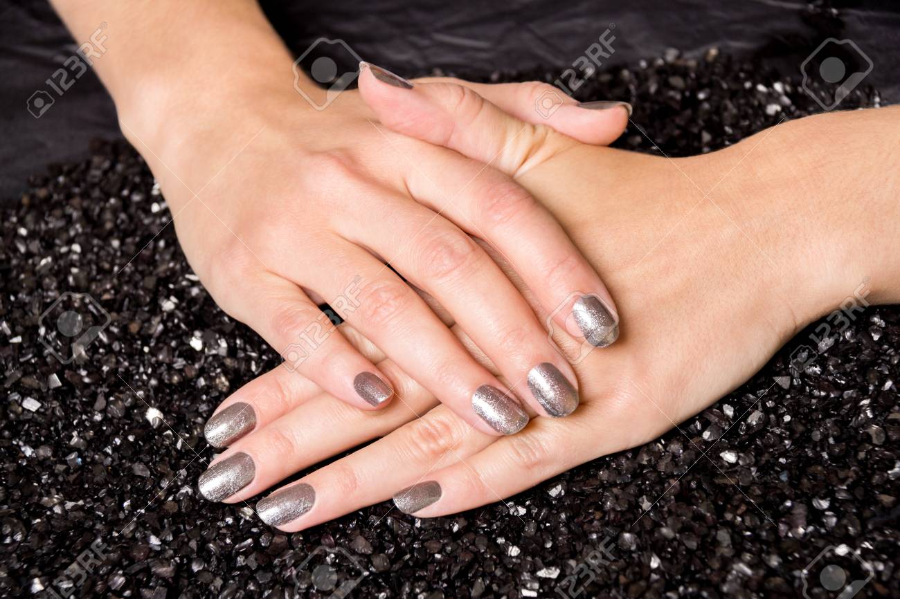 Black Painted Fingernails