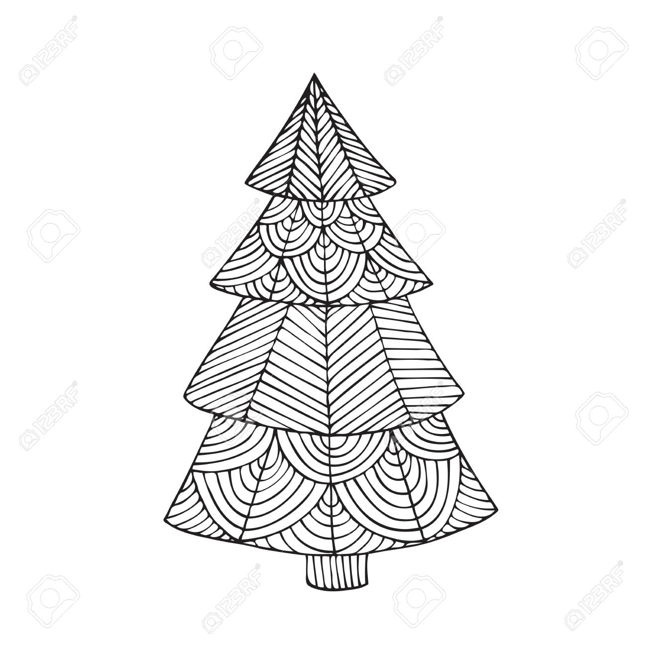 大人のクリスマス ツリーの画像を本ページのデザインを着色します 大人のぬりえ本 Zentangle 落書き 民族 部族のデザインのスタイルのベクトル イラスト のイラスト素材 ベクタ Image 69109986