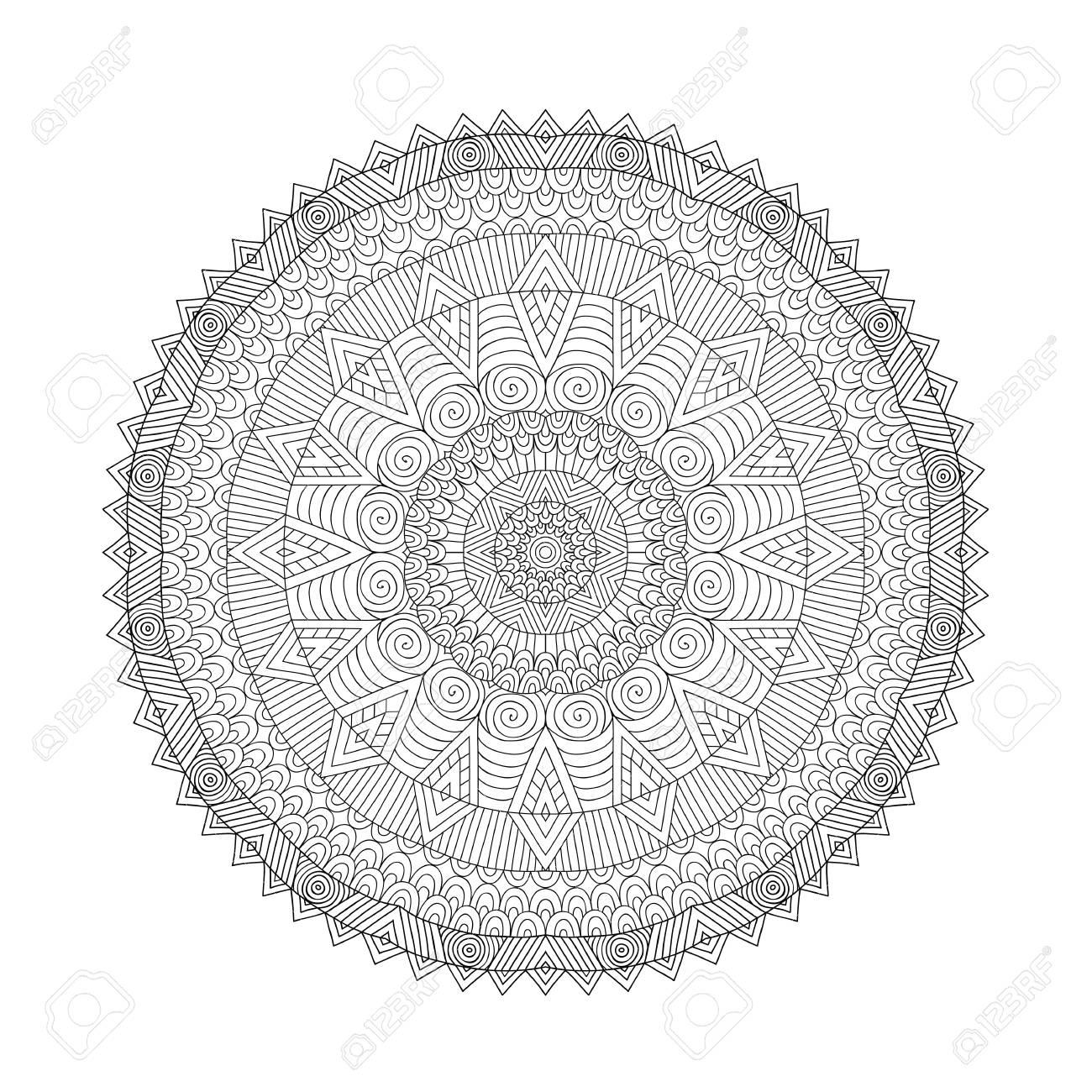 大人のためのマンダラ塗り絵 民族部族のマンダラ 民族の装飾的な魔除け のイラスト素材 ベクタ Image 79561087