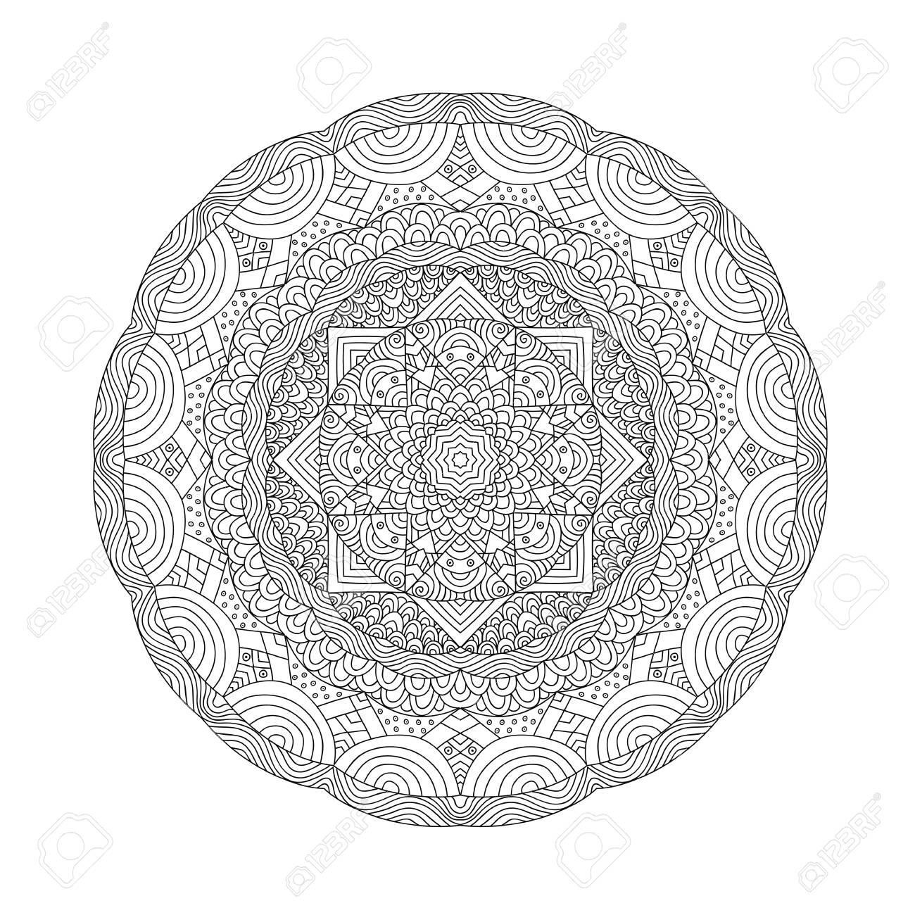 大人のためのマンダラ塗り絵 民族部族のマンダラ 民族の装飾的な魔除け のイラスト素材 ベクタ Image 79523724