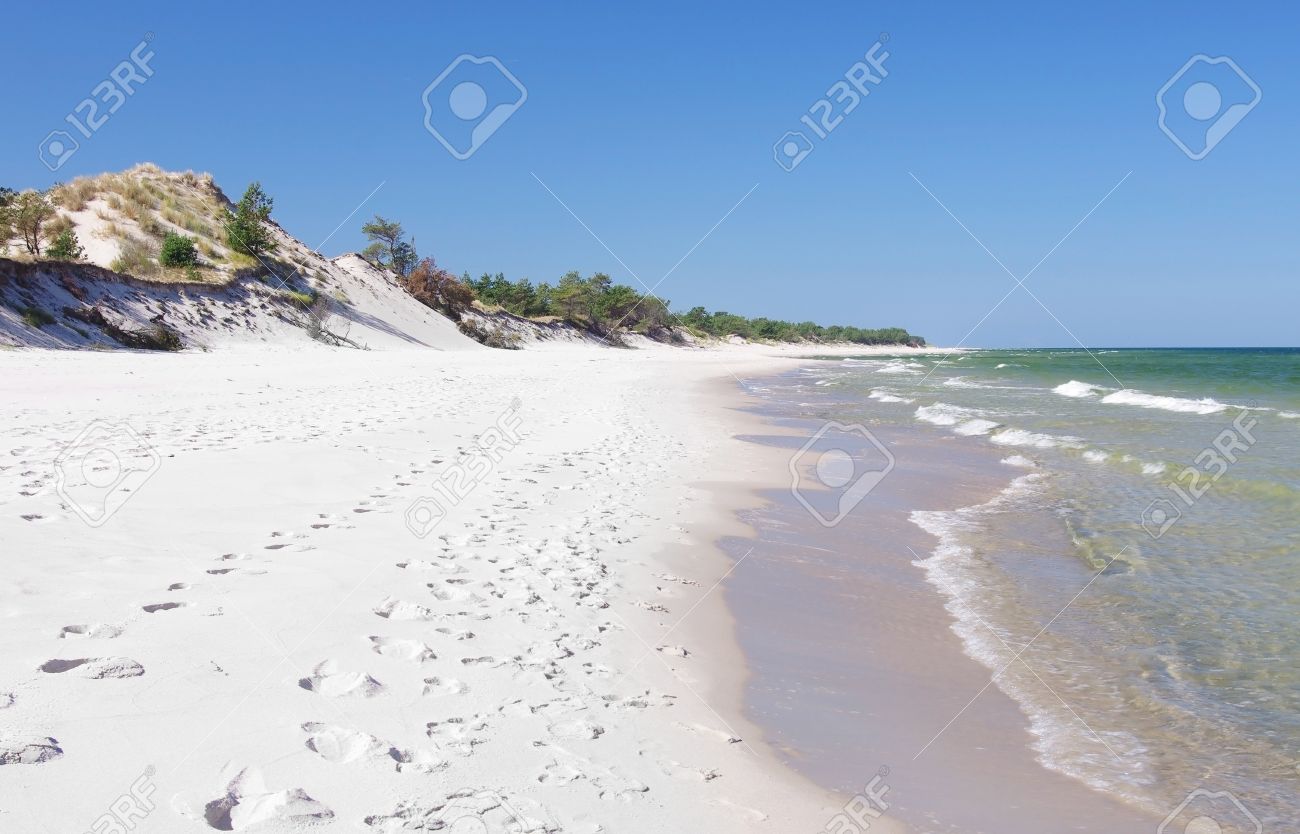empty sand beach with wild dunes hel poland stock photo picture