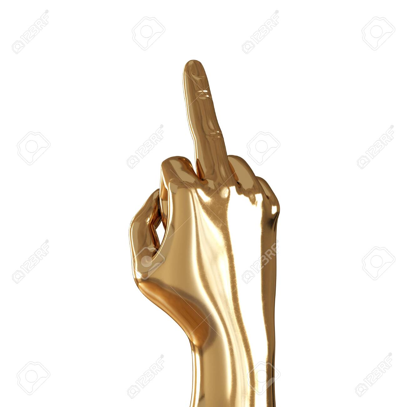 A Golden Hand With A Raised Up Middle Finger On A White Background Stock Photo Picture And Royalty Free Image Image 139014426