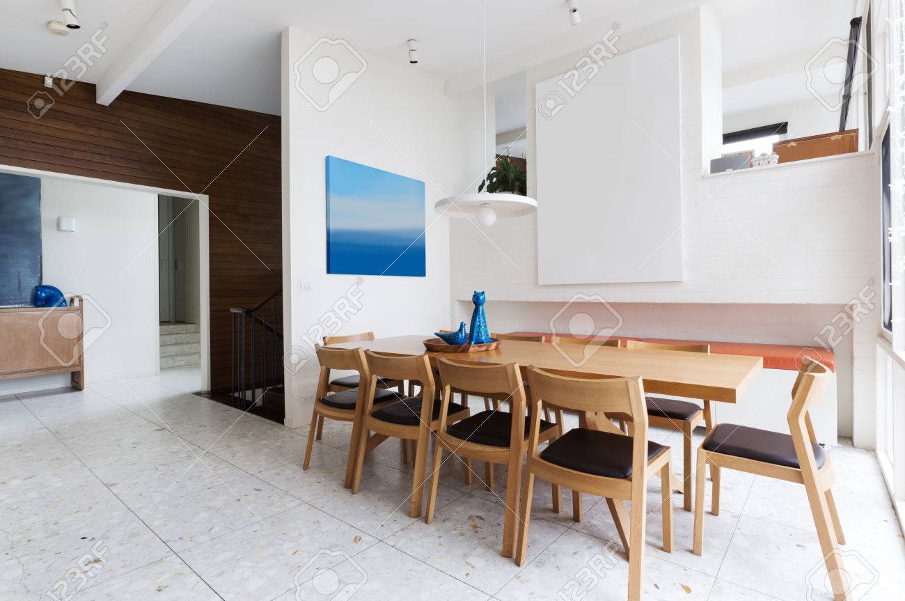 Beautiful Scandinavian Style Interior Dining Room In Mid Century