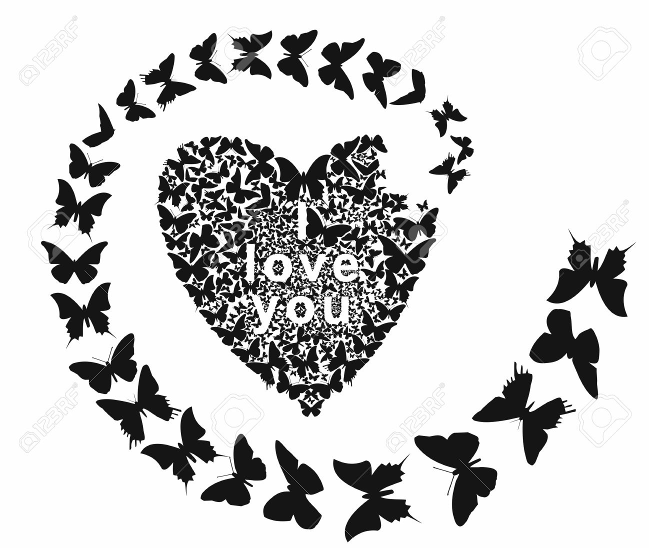 Butterfly Folded Heart And I Love You Royalty Free Cliparts