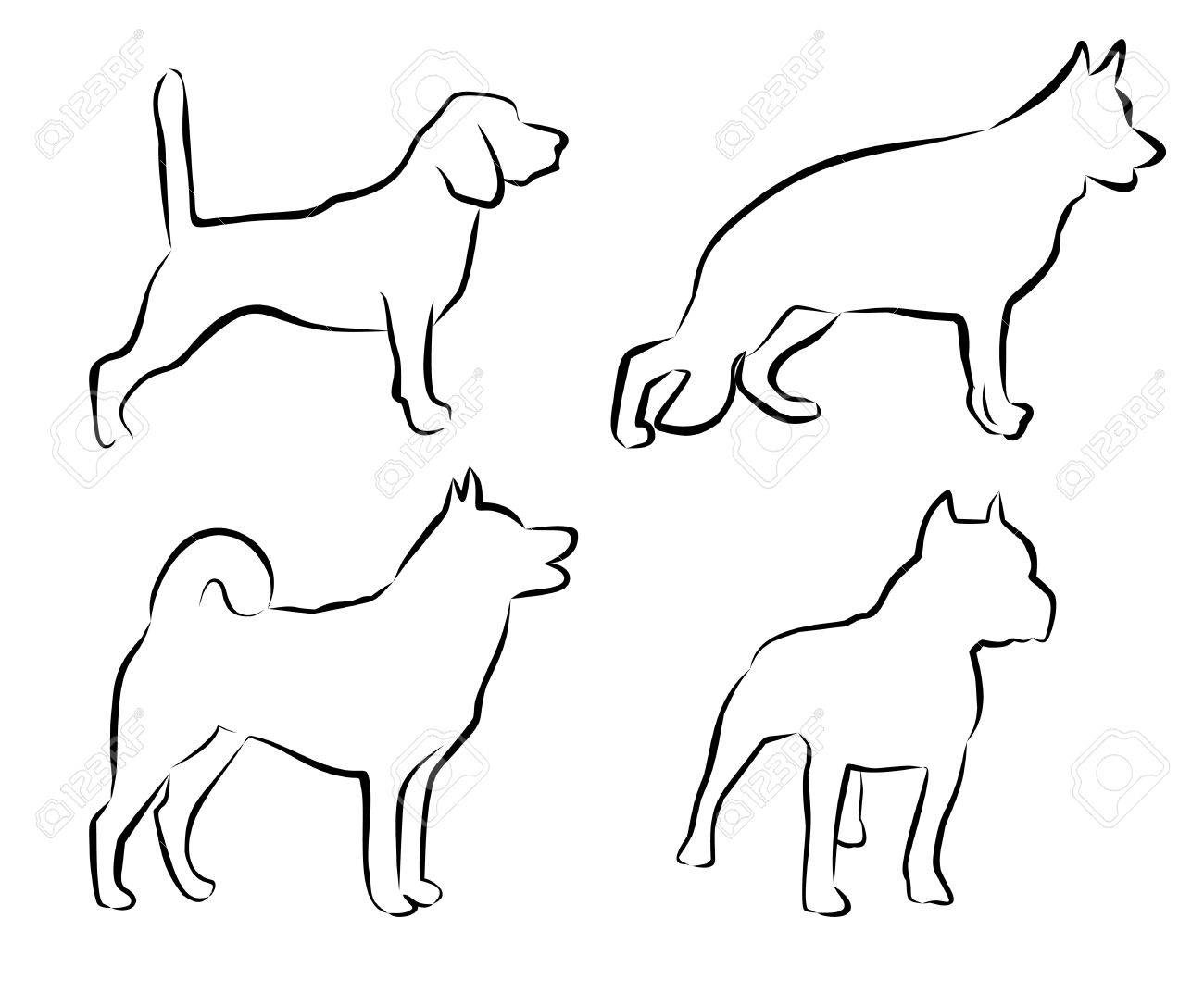 犬の輪郭線を設定します シンプルなベクター イラストです ペット ショップ 獣医 避難所 のイラスト素材 ベクタ Image