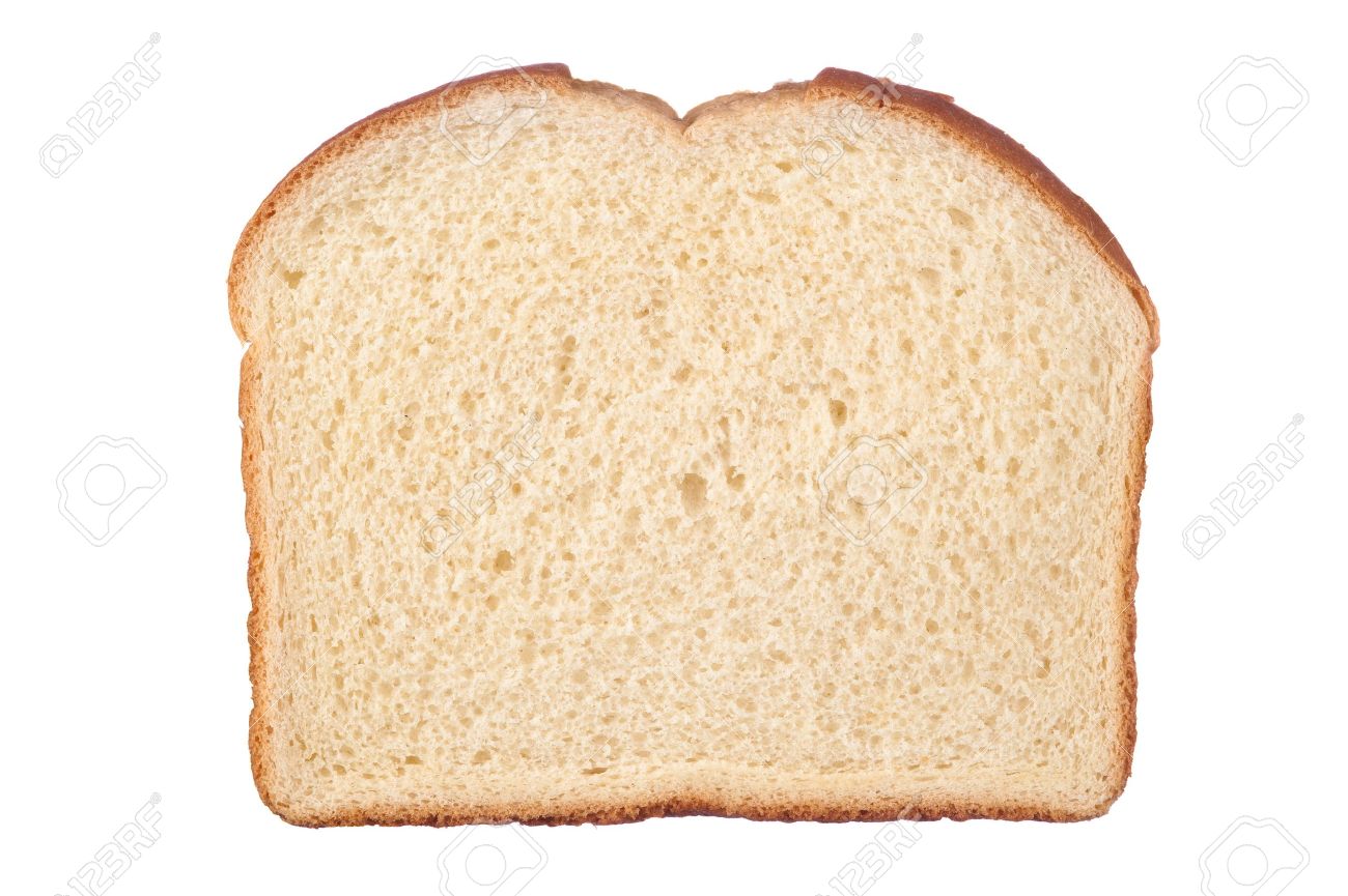 A Single Slice Of White Bread Isolated On White Stock Photo