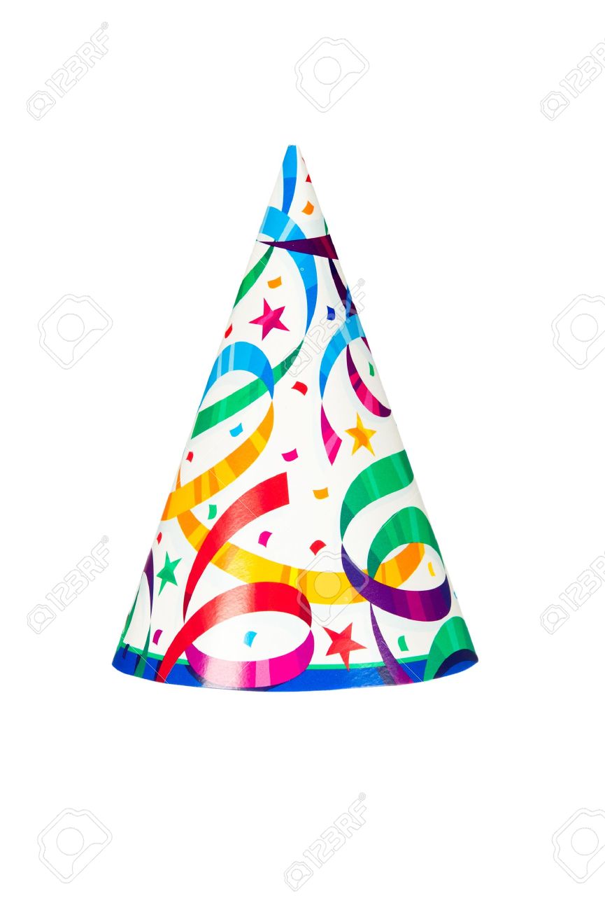 A birthday or new years party hat isolated on a white background - 12460967 A birthday or new years party hat isolated on a white background - 12460967