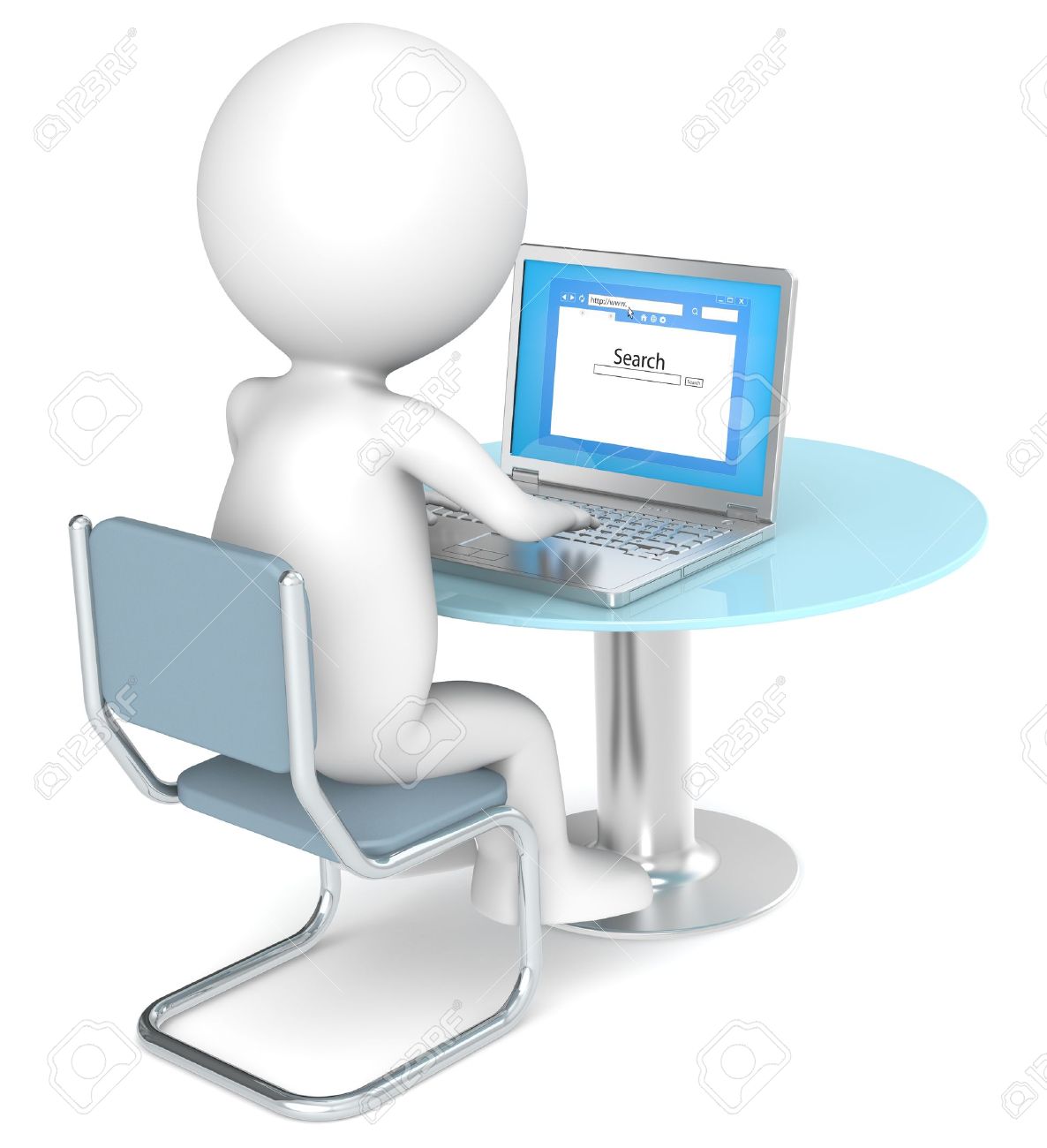 3d little human character searching the web business people searching the web