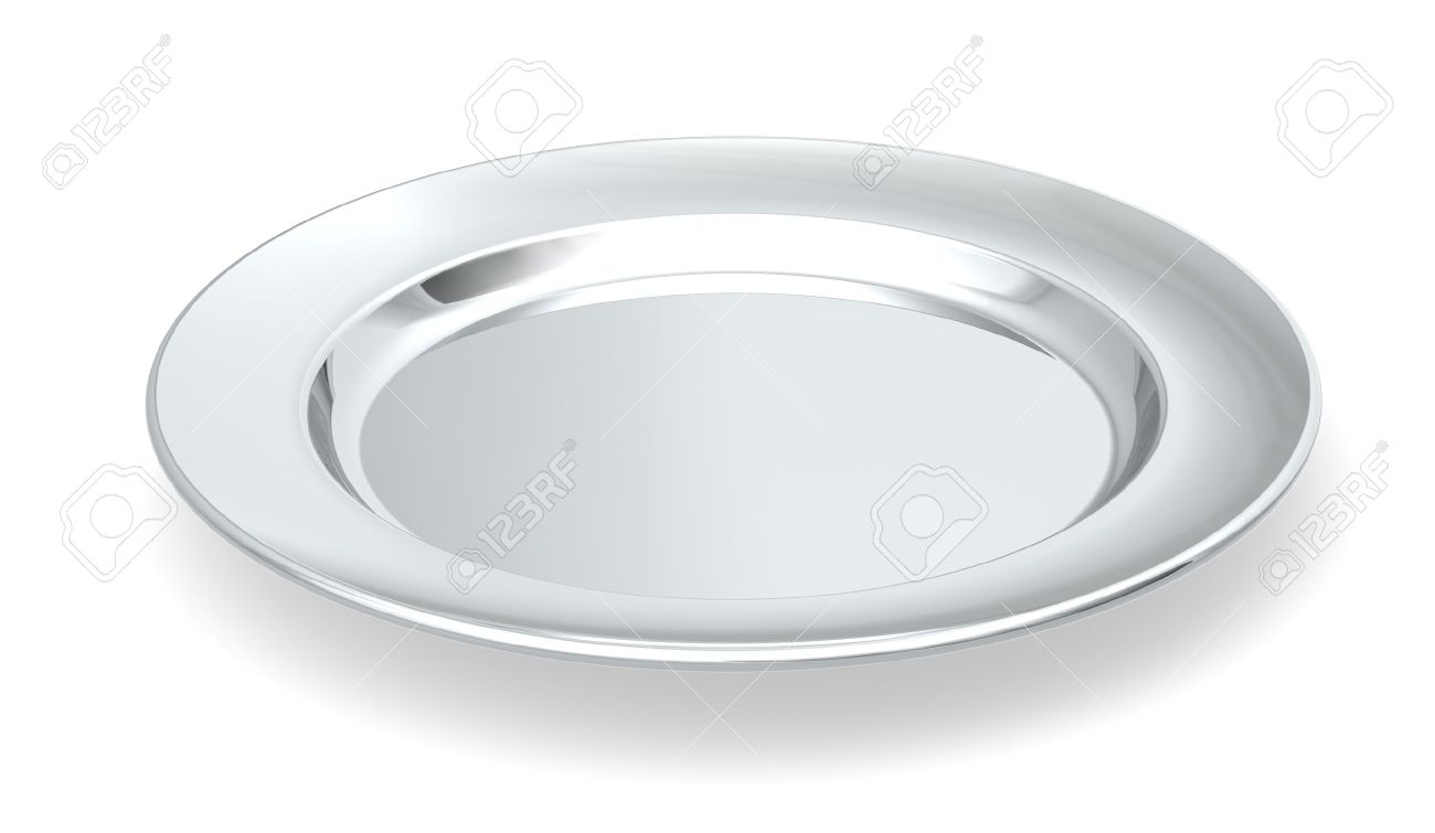 Served On Silver Platter A Silver Plate On White Background Stock Photo Picture And Royalty Free Image Image 13368219