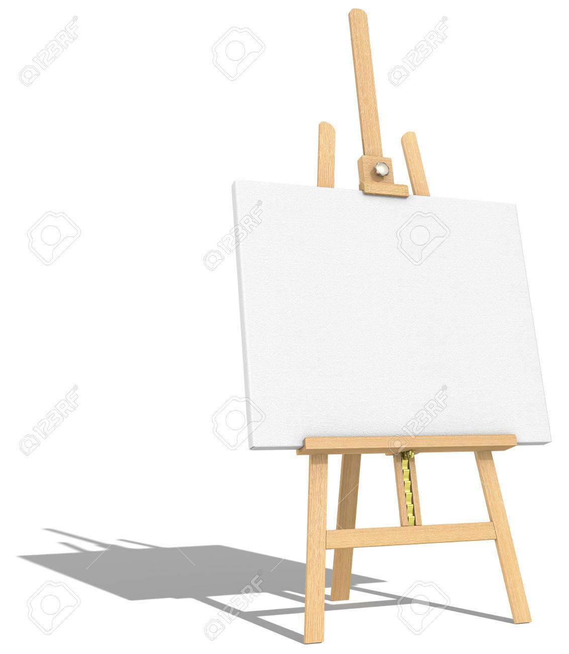 easel and canvas side view of an easel and canvas hard shadow stock
