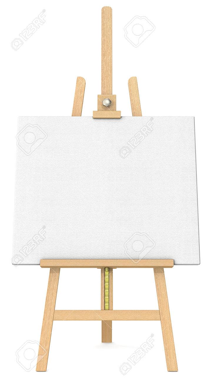 easel and canvas front view of an easel and canvas stock photo