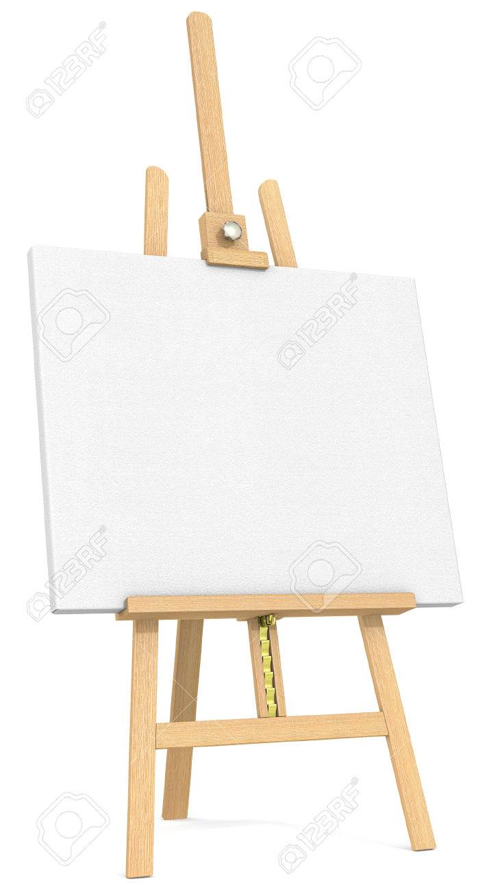 easel and canvas side view of an easel and canvas stock photo