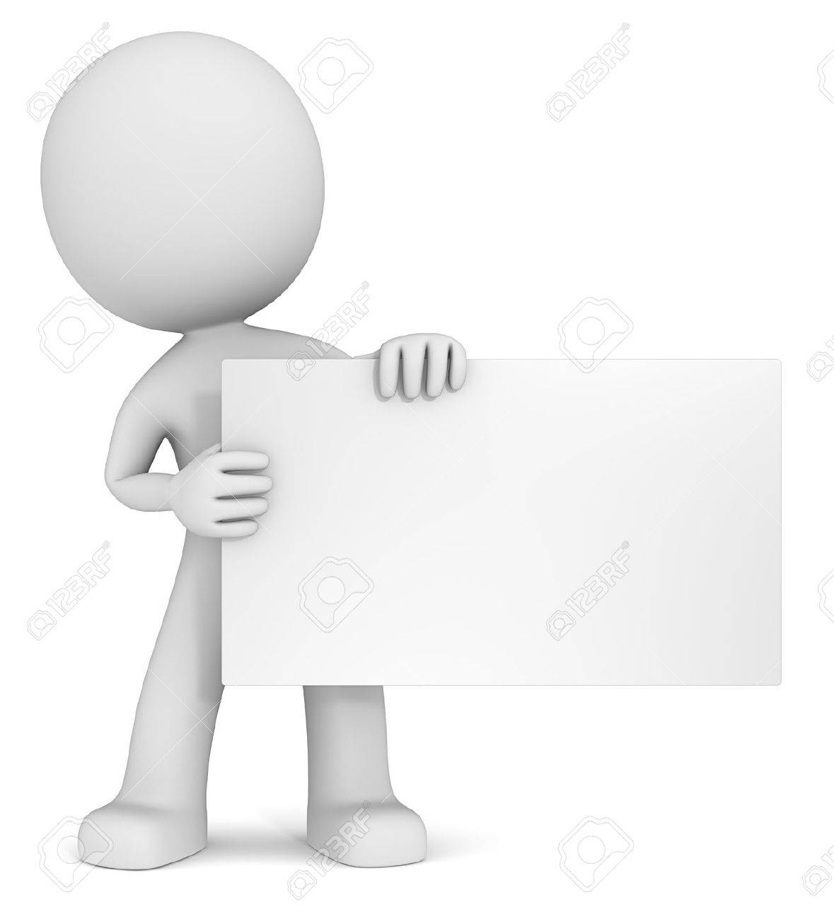 Message. The dude 3D character holdning blank card. White, Copy Space. - 38643501 Message. The dude 3D character holdning blank card. White, Copy Space. - 38643501