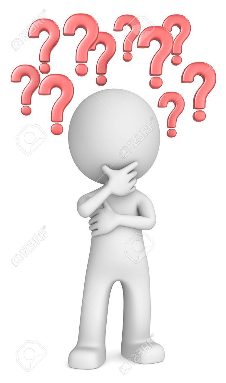 Many Questions. The dude 3D character with many red question marks. - 39335546 Many Questions. The dude 3D character with many red question marks. - 39335546