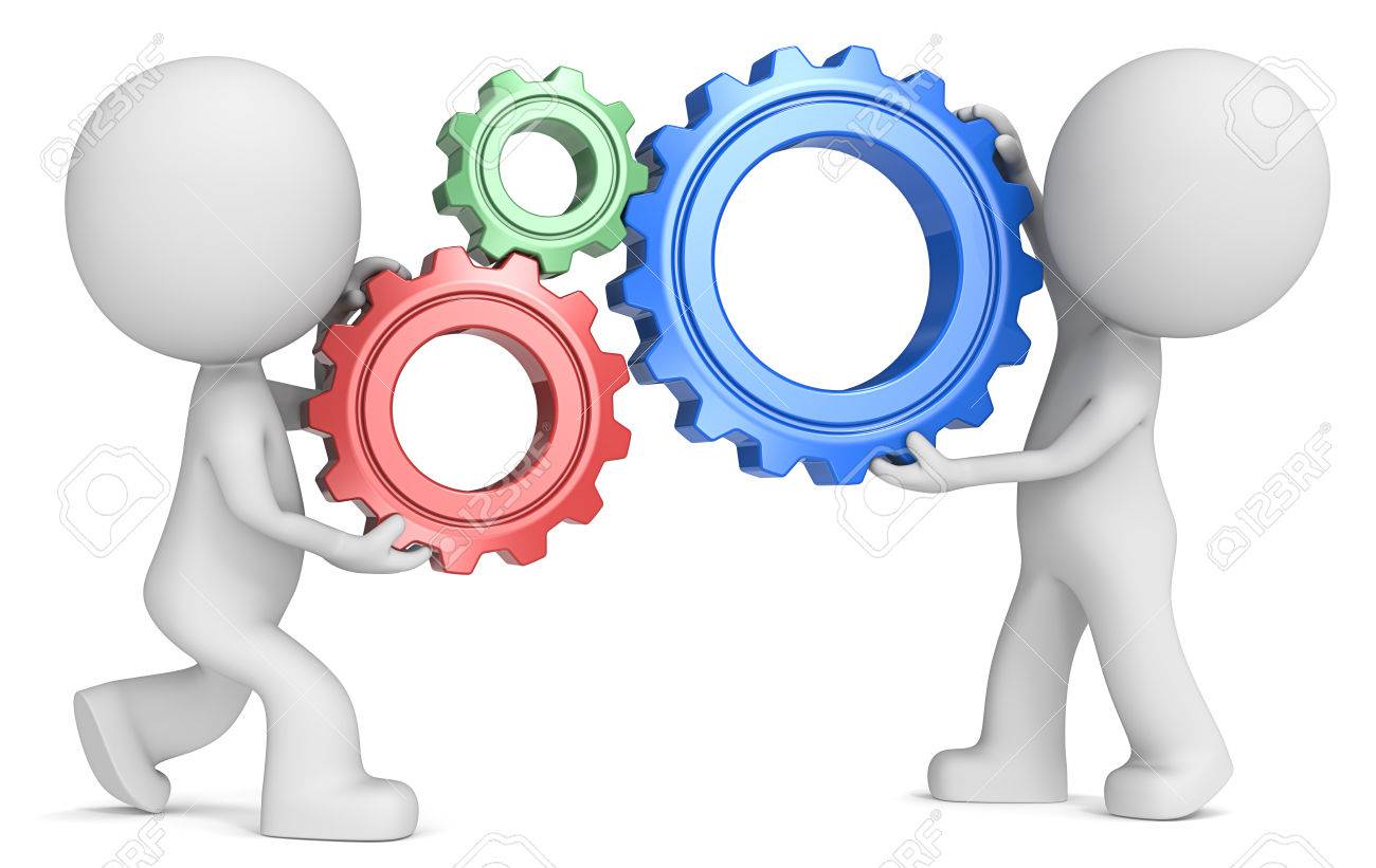 SEO. Dude 3D characters X2 holding Cogwheels. Red, Green and Blue. Side view. - 50336028 SEO. Dude 3D characters X2 holding Cogwheels. Red, Green and Blue. Side view. - 50336028