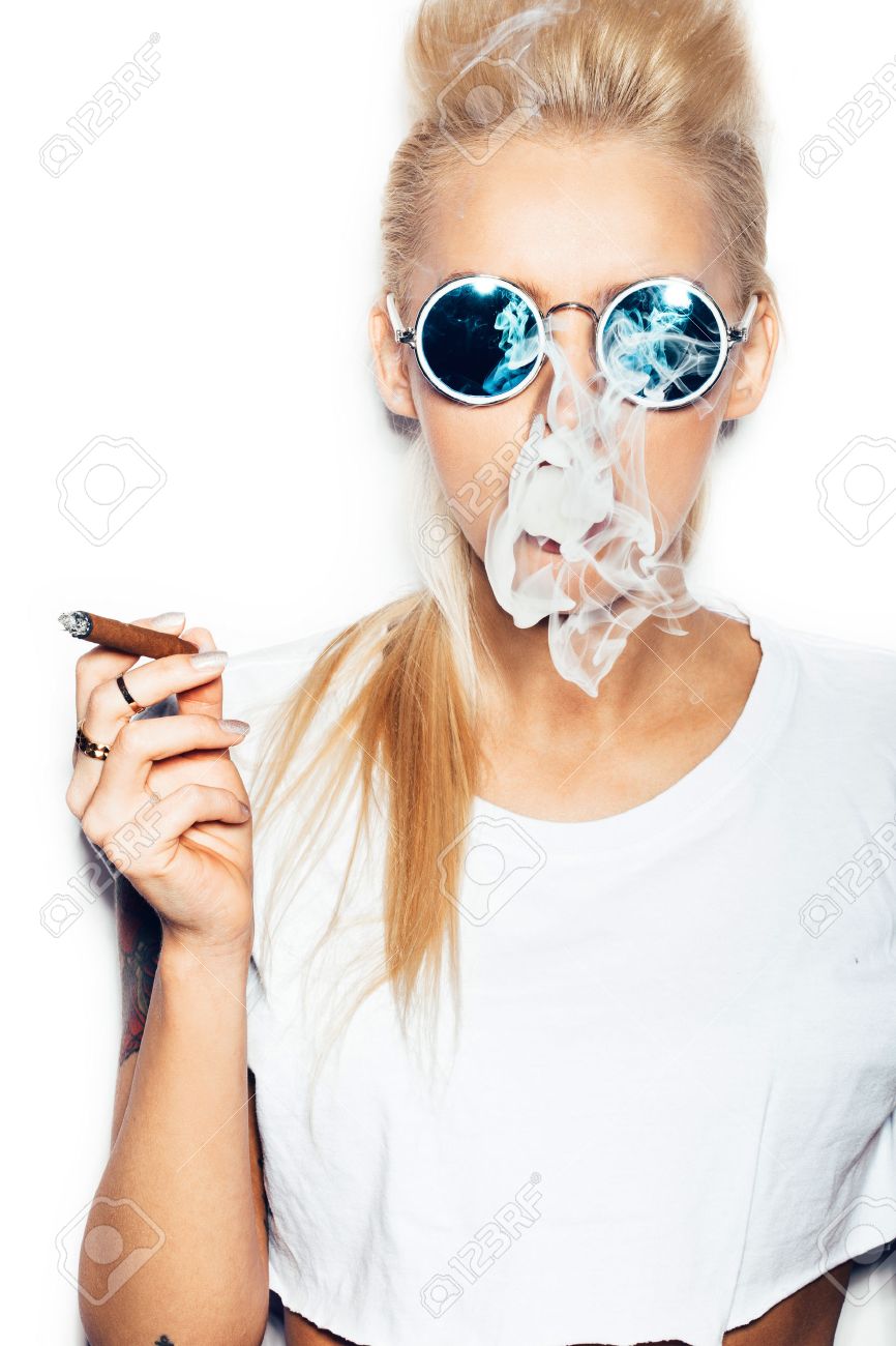 Hot Blonde Is Smoking
