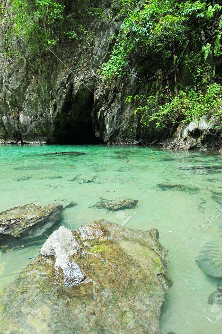 Emerald Cave In The Sea Trang Thailand Stock Photo Picture And Royalty Free Image Image