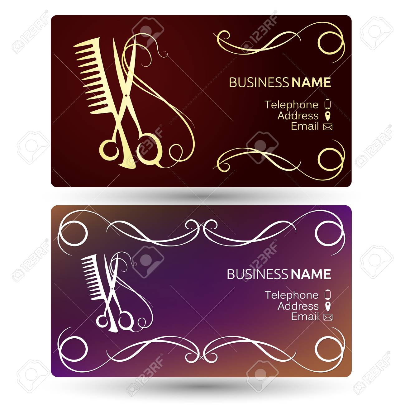 Beauty Salon And Hairdresser Business Card Template Vector Royalty Free Cliparts Vectors And Stock Illustration Image 73790269
