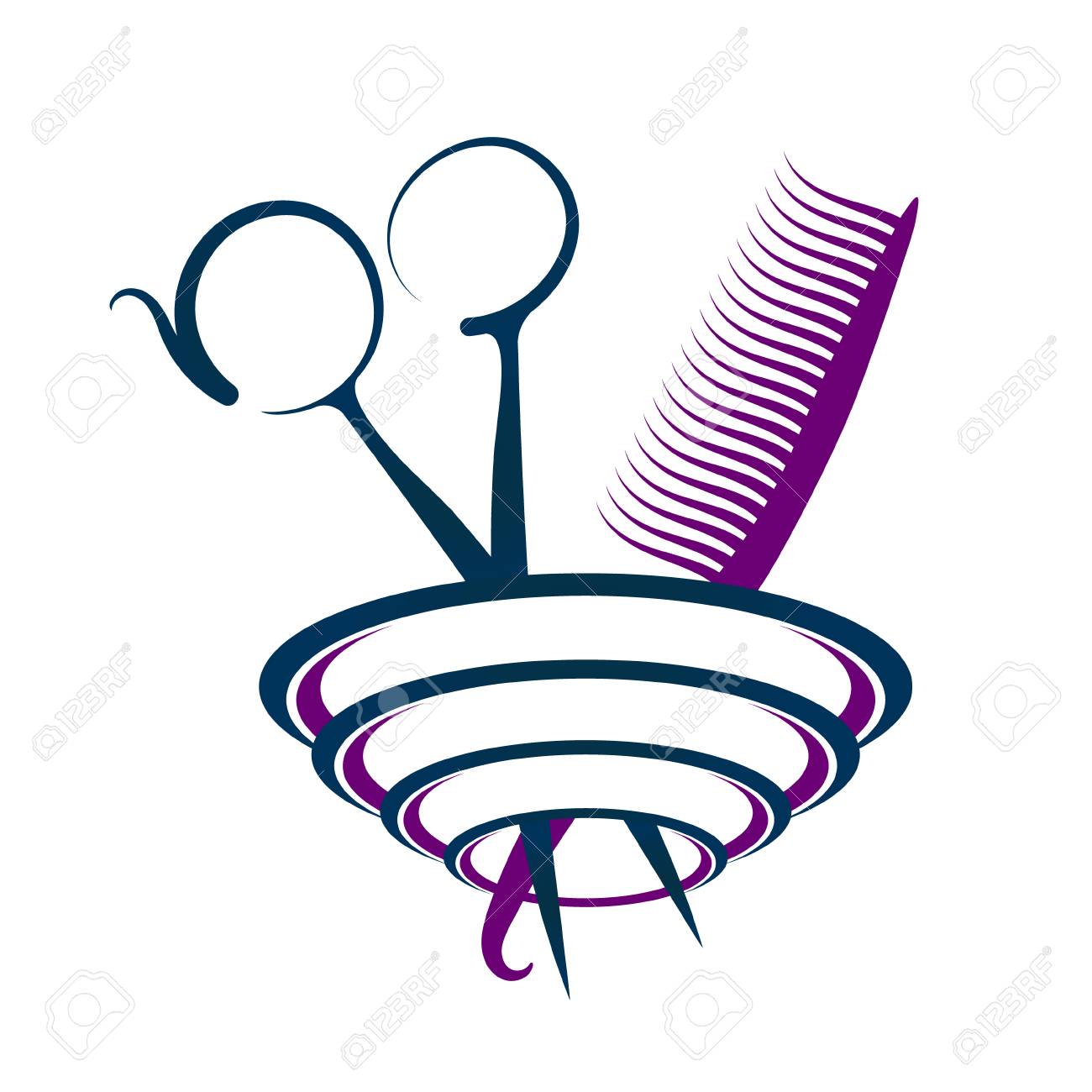 A Symbol For A Hairdresser And Beauty Salon. Scissors And Comb Silhouette.  Royalty Free SVG, Cliparts, Vectors, and Stock Illustration. Image 75086928., image size:1300x1300