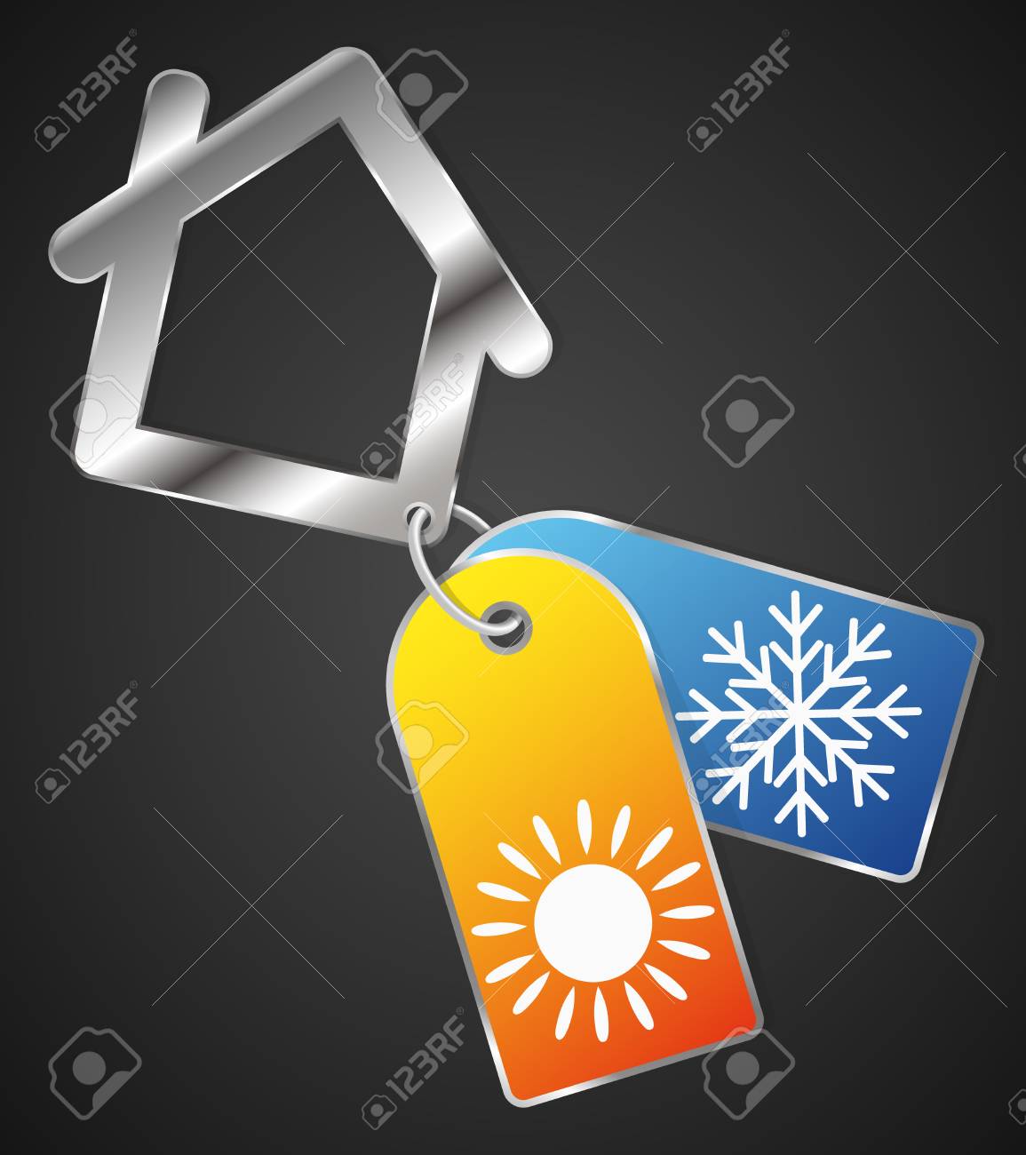 暑さや寒さでエアコンの家のシンボルのイラスト素材 ベクタ Image