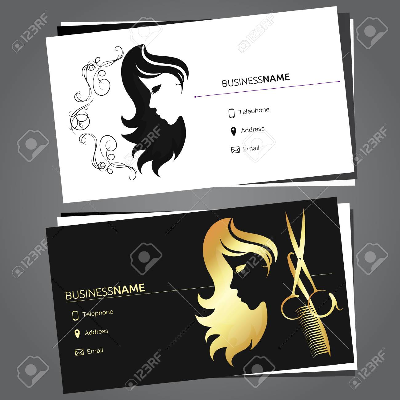 Carte De Visite Pour Salon De Beaute Et Salon De Coiffure Clip Art Libres De Droits Vecteurs Et Illustration Image 87661564