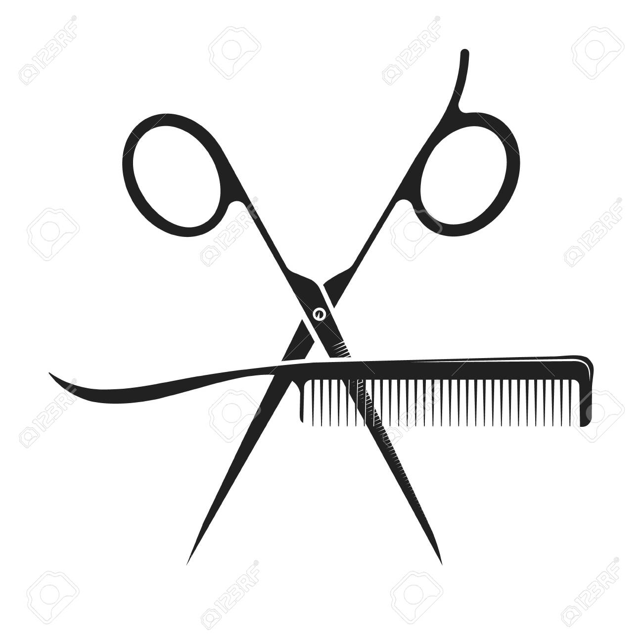 美容院用ハサミと櫛 のイラスト素材 ベクタ Image