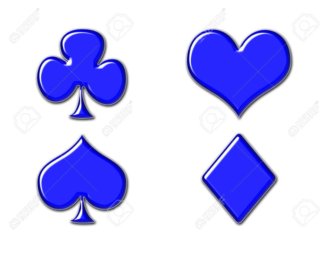 Icones De La Carte De Jeu En Bleu Brillant Metallique Isolees Sur Blanc Club C Ur Chat Le Diamant Banque D Images Et Photos Libres De Droits Image