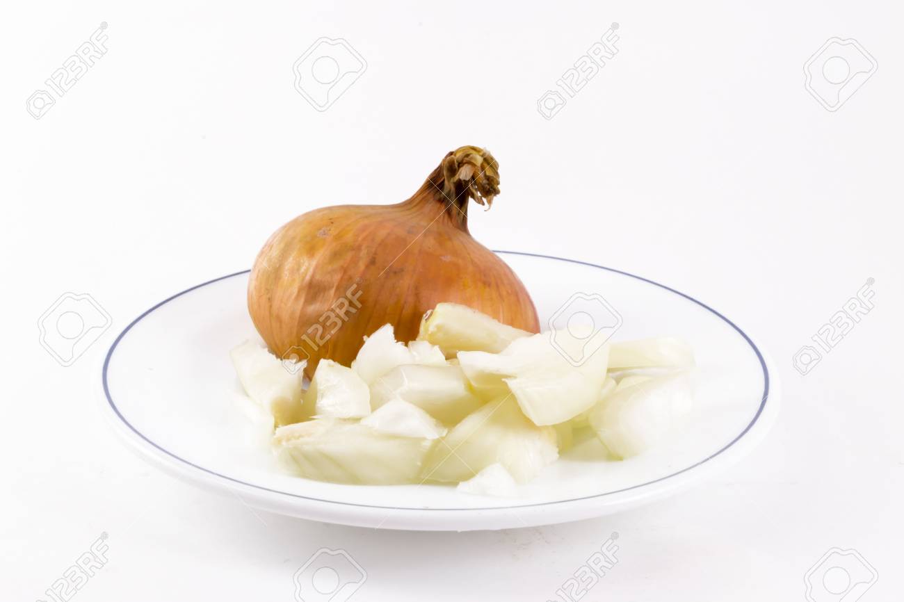 A single isolated plate of chopped onions ready for cooking - 37320556 A single isolated plate of chopped onions ready for cooking - 37320556