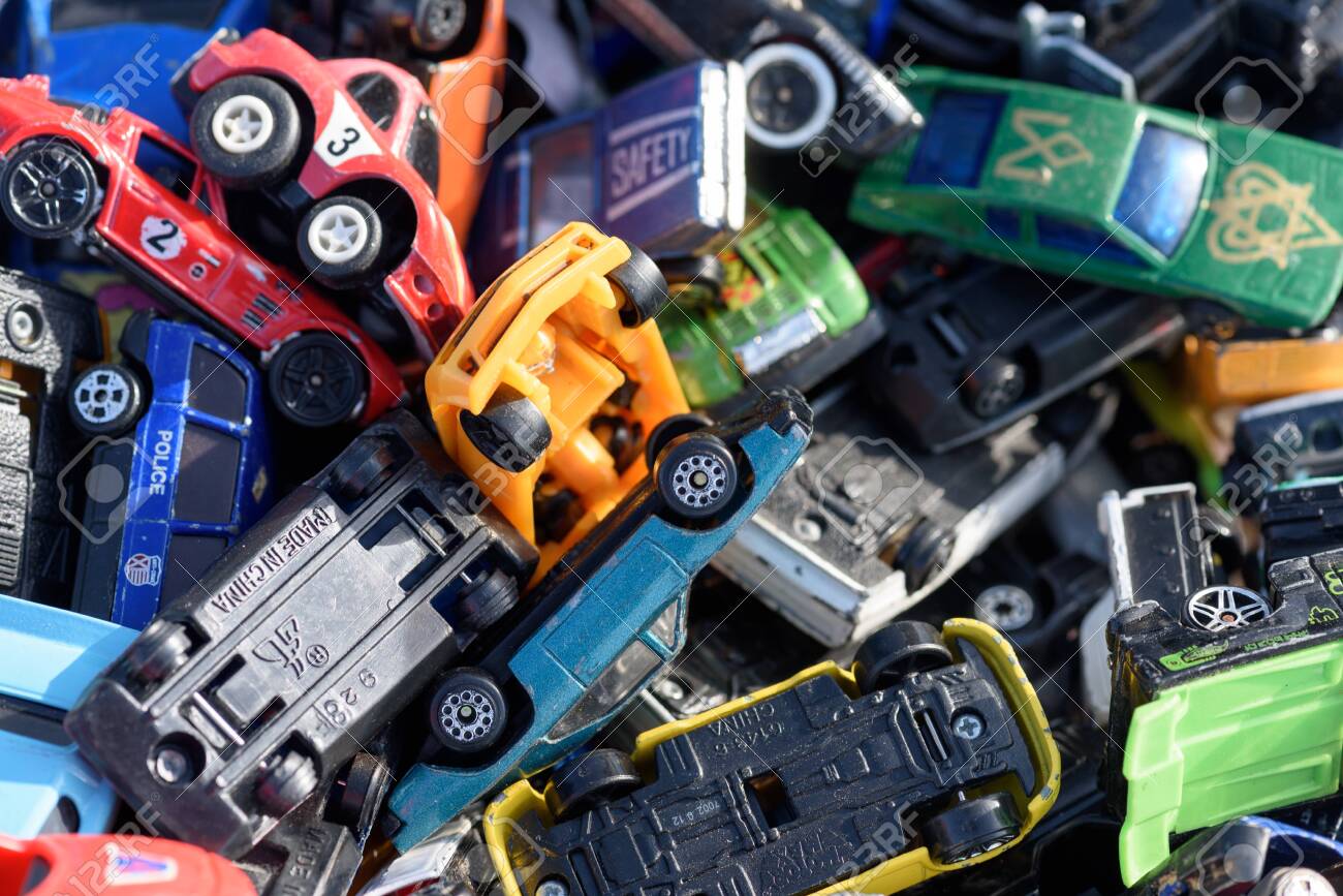 CHELMSFORD, ESSEX/ENGLAND - 1ST JUNE 2019 - Assorted toy vehicles for sale at a car boot sale in Essex England so people can purchase rare and collectible toys in the summer of 2019 - 143725430 CHELMSFORD, ESSEX/ENGLAND - 1ST JUNE 2019 - Assorted toy vehicles for sale at a car boot sale in Essex England so people can purchase rare and collectible toys in the summer of 2019 - 143725430