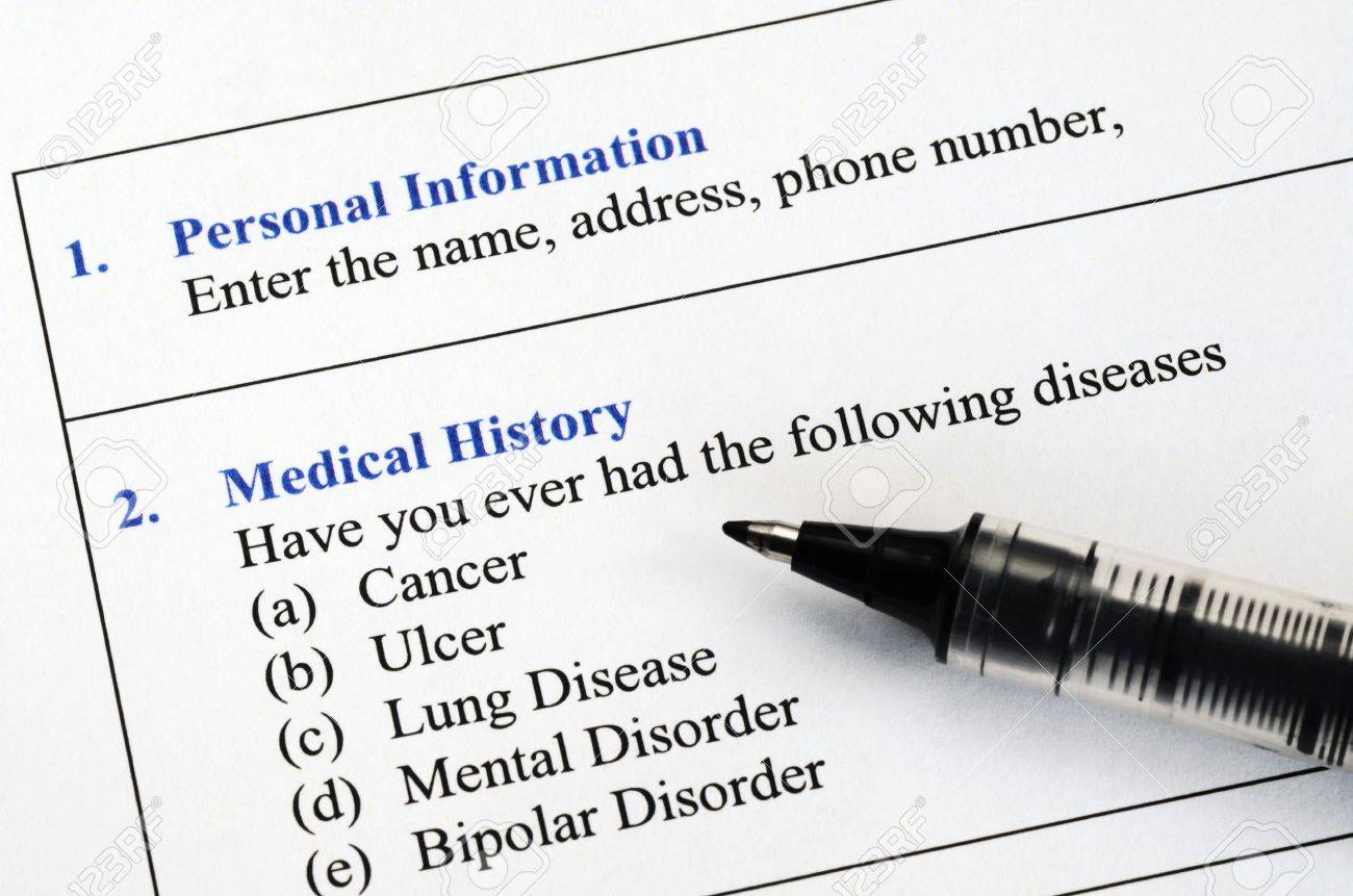 filling the patient personal information and medical history stock