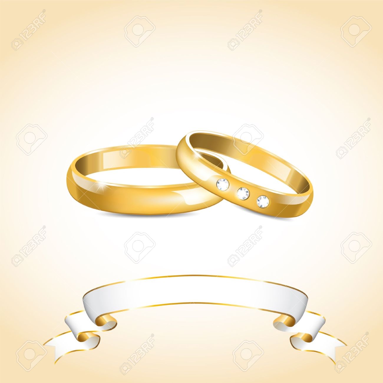 Con Anillos De Bodas De Oro Y La Blanca Ilustraciones Svg, Vectoriales, Clip Art Vectorizado De Derechos. Image 16397990.