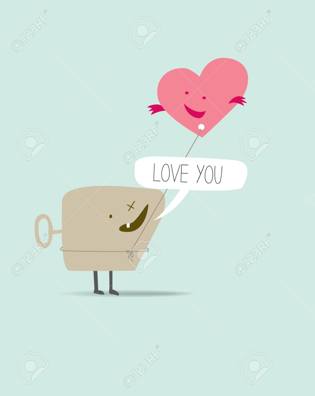 Vous Valentines Carte De Monstre De Manga Mignon Amour Avec Des Personnages De Dessins Animés