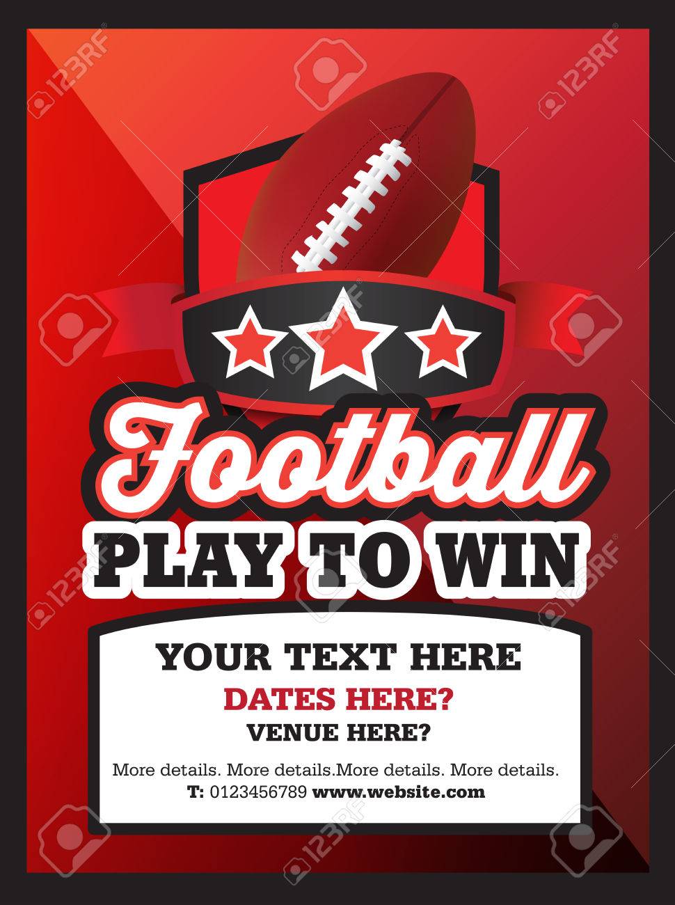 poster ad advertisement marketing or promotion flyer for a tamerican football club or event stock