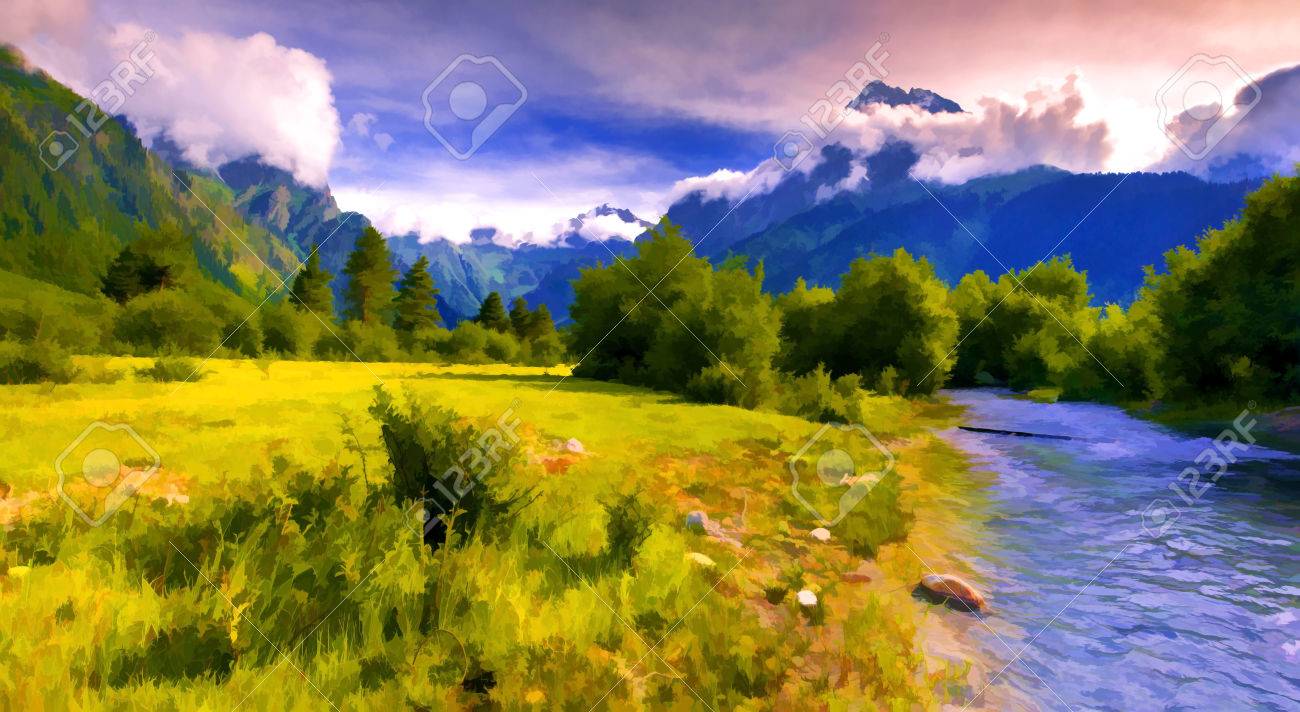 【真作】絵画　パステル画　夕陽の見える道　幻想の情景　神秘的な山景　V41 Sweet Moon #主線なしイラスト #幻想的な世界 #幻想的な風景