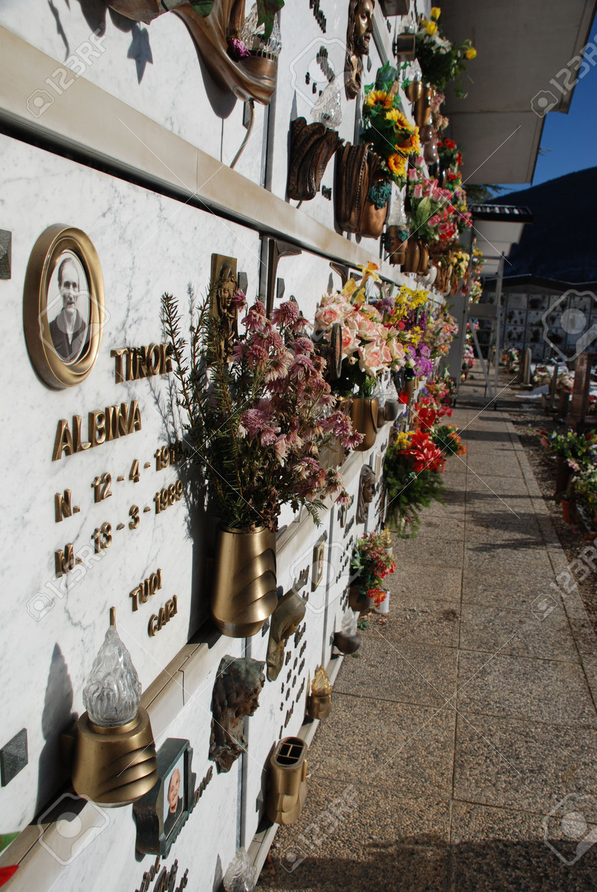 barcis italy 12 26 08 a burial wall in a snowy cemetery despite